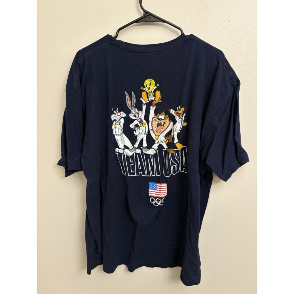 LOONEY TOONS TEAM USA Mens Size 3XL 100% Cotton Navy-Blue Olympics